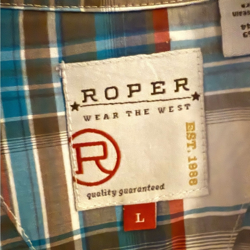Roper - Vintage-Inspired Western Work Shirt – Men’s Large - Plaid - Picture 3 of 4